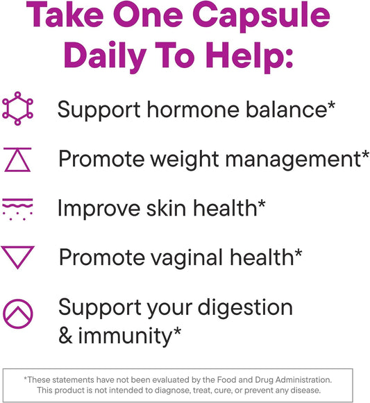 Daily Nouri Hormone Balance Probiotic For Women | For Gut Health, Vaginal Ph, Yeast Balance, Pcos Symptoms, Skin Health, Digestion & Immunity-7 Probiotic Strains-Prebiotics (30 Day Supply)