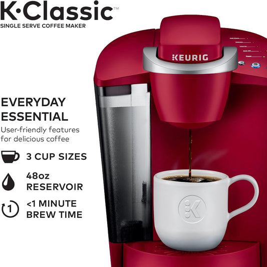 Keurig K-Classic Coffee Maker, Single Serve K-Cup Pod Coffee Brewer, Rhubarb And Keurig Coffee Lovers' Collection K-Cup Pods, 40 Count