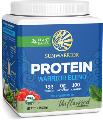 Sunwarrior Vegan Protein Powder Plant-Based Protein Powder Usda Organic | Bcaa Amino Acid Hemp Seed | Keto Friendly Soy, Dairy, Gluten & Synthetic Free Non-Gmo | Unflavored 15 Servings 19G Protein