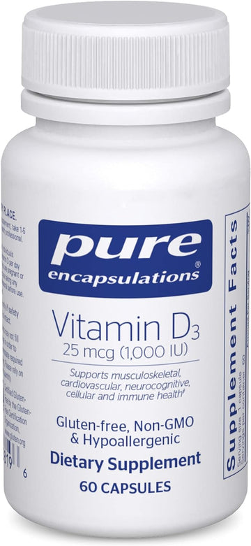 Pure Encapsulations Vitamin D3 25 mcg (1,000 IU) - Supplement to Support Bone, Joint, Breast, Heart, Colon & Immune Health - with Premium Vitamin D Capsules