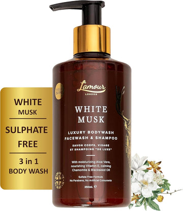 L'Amour Natural | Black Oud | Luxury Face Wash, Body Wash & Shampoo | Essential Oils | Sulphate Free | Gentle For Dry And Sensitive Skin | 250Ml