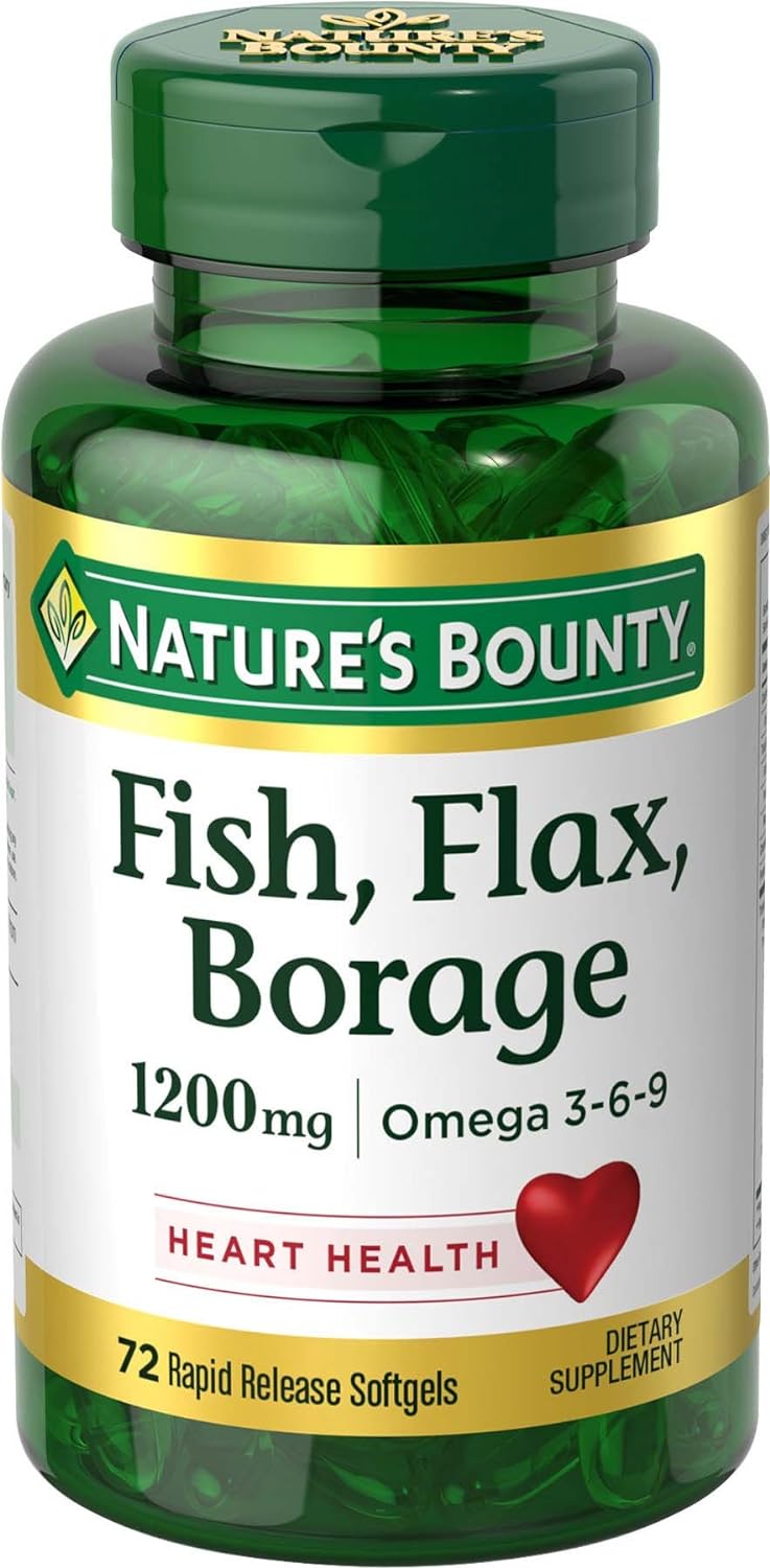 Nature's Bounty Fish, Organic Flaxseed and Borage Oils, Omega 3-6-9 an