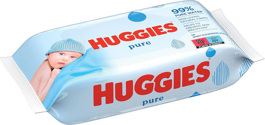 Huggies Pure, Baby Wipes, 56 Wipes - Natural Wet Wipes For Sensitive Skin - 99 Percent Pure Water - Fragrance Free To Clean And Protect