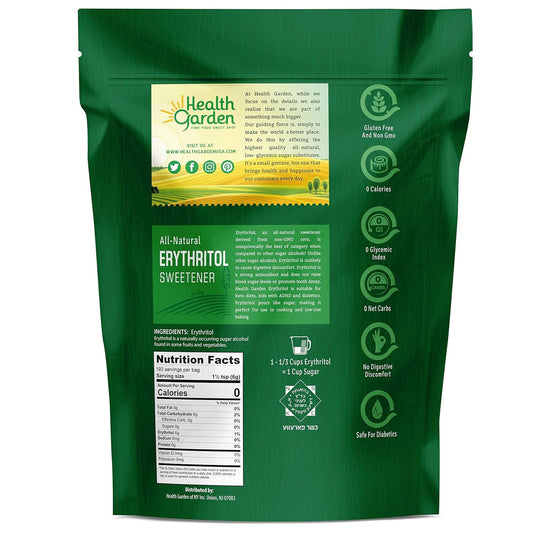 Health Garden Erythritol Sweetener - Non Gmo - Gluten Free - Sugar Substitute - Keto Friendly - Tastes Like Sugar (9.75 Lbs)