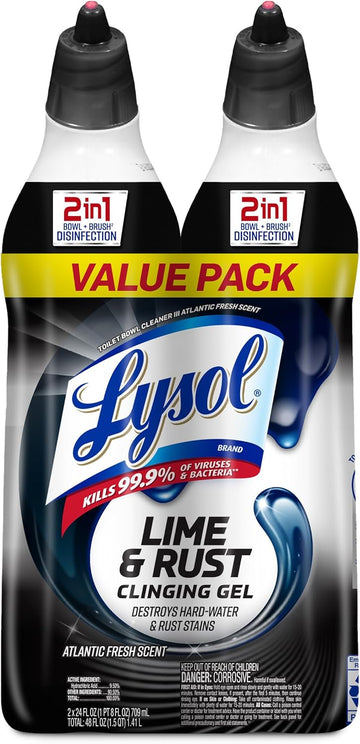 Lysol Lime & Rust Remover Toilet Bowl Cleaner, 48Oz (2X24Oz), 10X Cleaning Power