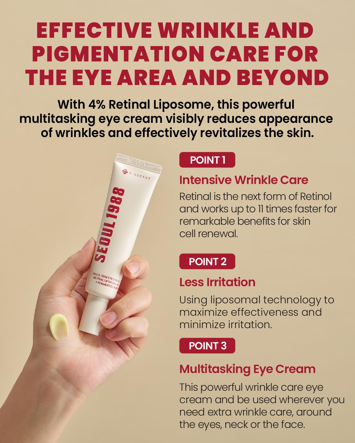 Ksecret Seoul 1988 Eye Cream : Retinal Liposome 4% + Fermented Bean, 30Ml/1.01 Fl.Oz