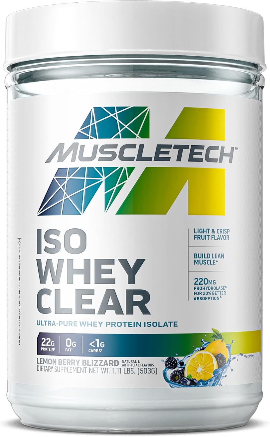 Muscletech Whey Protein Powder Clear Whey Protein Isolate Whey Isolate Protein Powder For Women & Men Clear Protein Drink 22G Of Protein, 90 Calories Lemon Berry Blizzard, 1.1Lb(19 Servings) : Health & Household