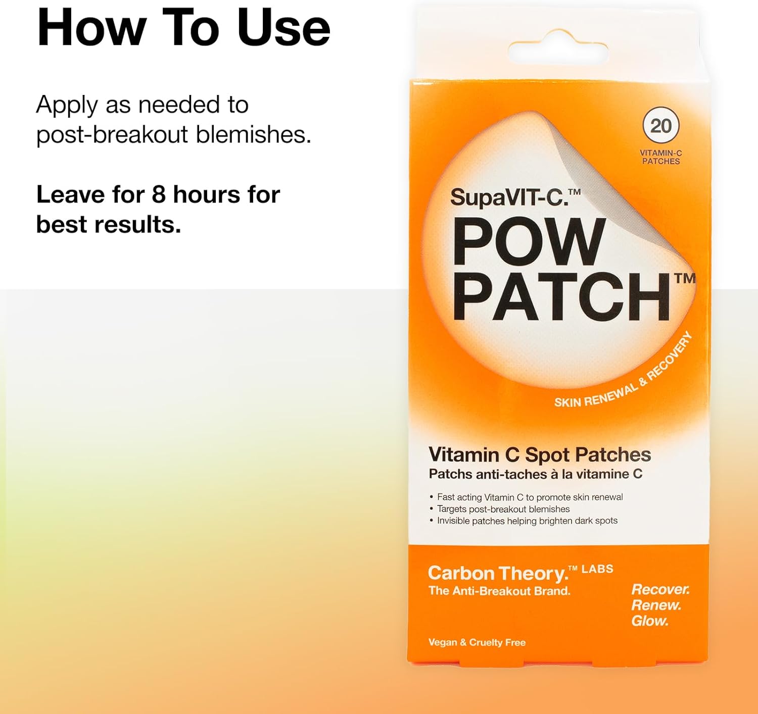 Carbon Theory SupaVIT-C Pow Patch - 20 x Pimple Patches with Vitamin C - Spot Patches - Whitehead Remover and Blemish Patches - Vegan Spot Treatment : Amazon.co.uk: Health & Personal Care