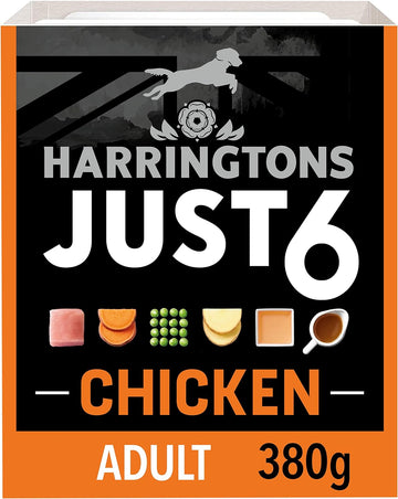Harringtons Just 6 Complete Grain Free Hypoallergenic Chicken & Veg Wet Adult Dog Food 380g (Pack of 8) - In A Tasty Gravy?HARRJ6WC-C380