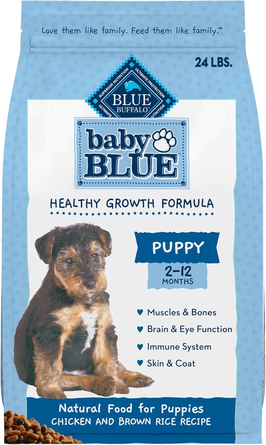 Blue Buffalo Baby Blue Natural Dry Food For Puppies, Healthy Growth Formula With Dha, Savory Chicken Recipe, 24-Lb. Bag