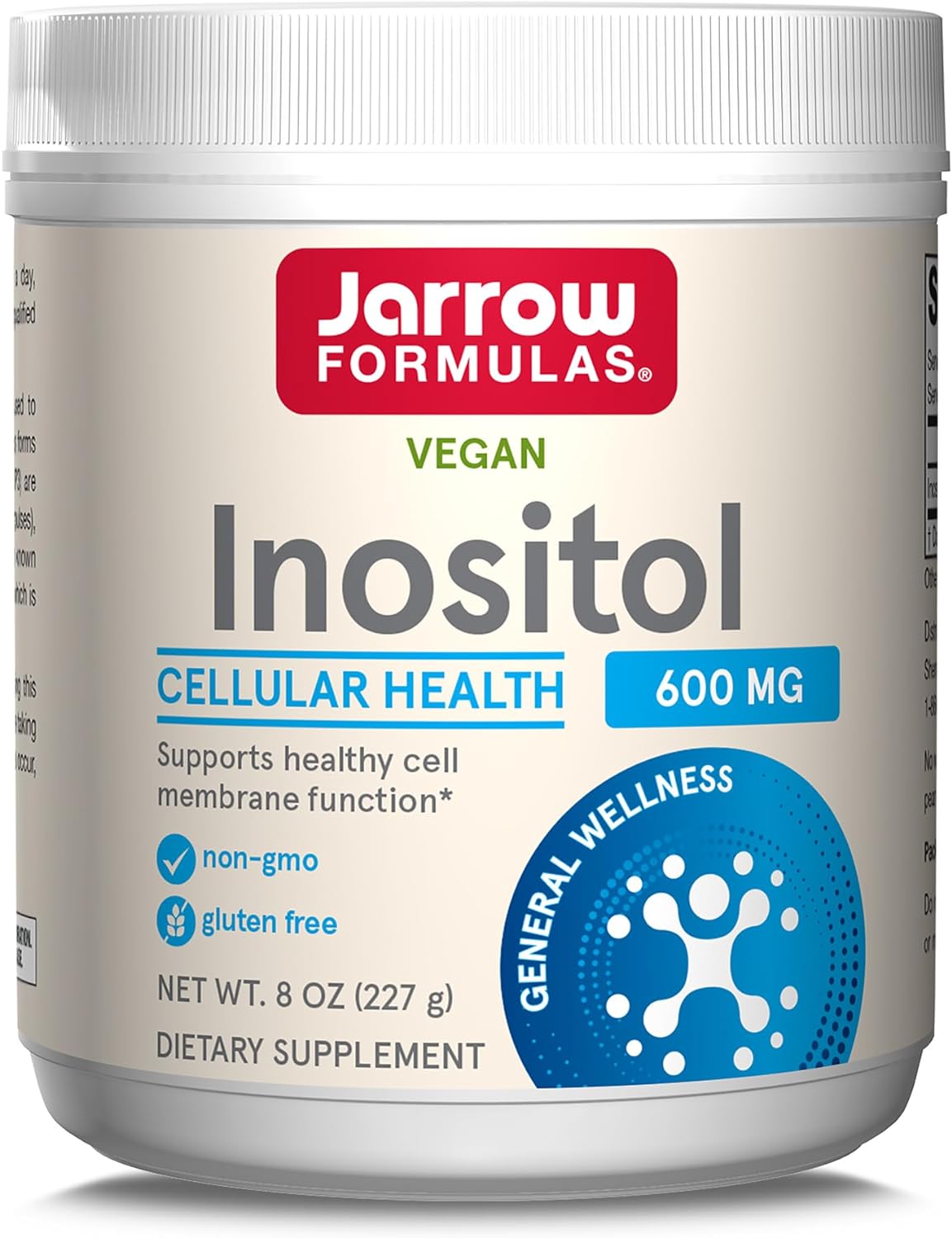 Jarrow Formulas Inositol 600 Mg, Dietary Supplement For Cellular Health Support, 8 Oz Powder, Approximately 378 Day Supply