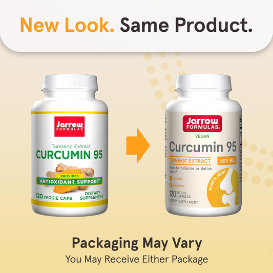 Jarrow Formulas Curcumin 95 500 Mg,Turmeric Curcumin Extract For Antioxidant Support, Bone And Joint Support Dietary Supplement,120 Veggie Capsules,Up To 120 Servings, Pack Of 12