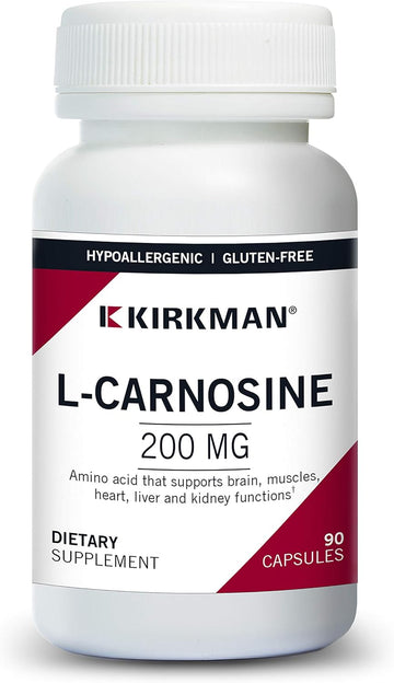 Kirkman – L-Carnosine 200 Mg - Hypoallergenic – 90 Vegetarian Capsules – Amino Acid – Gluten Free – Casein Free