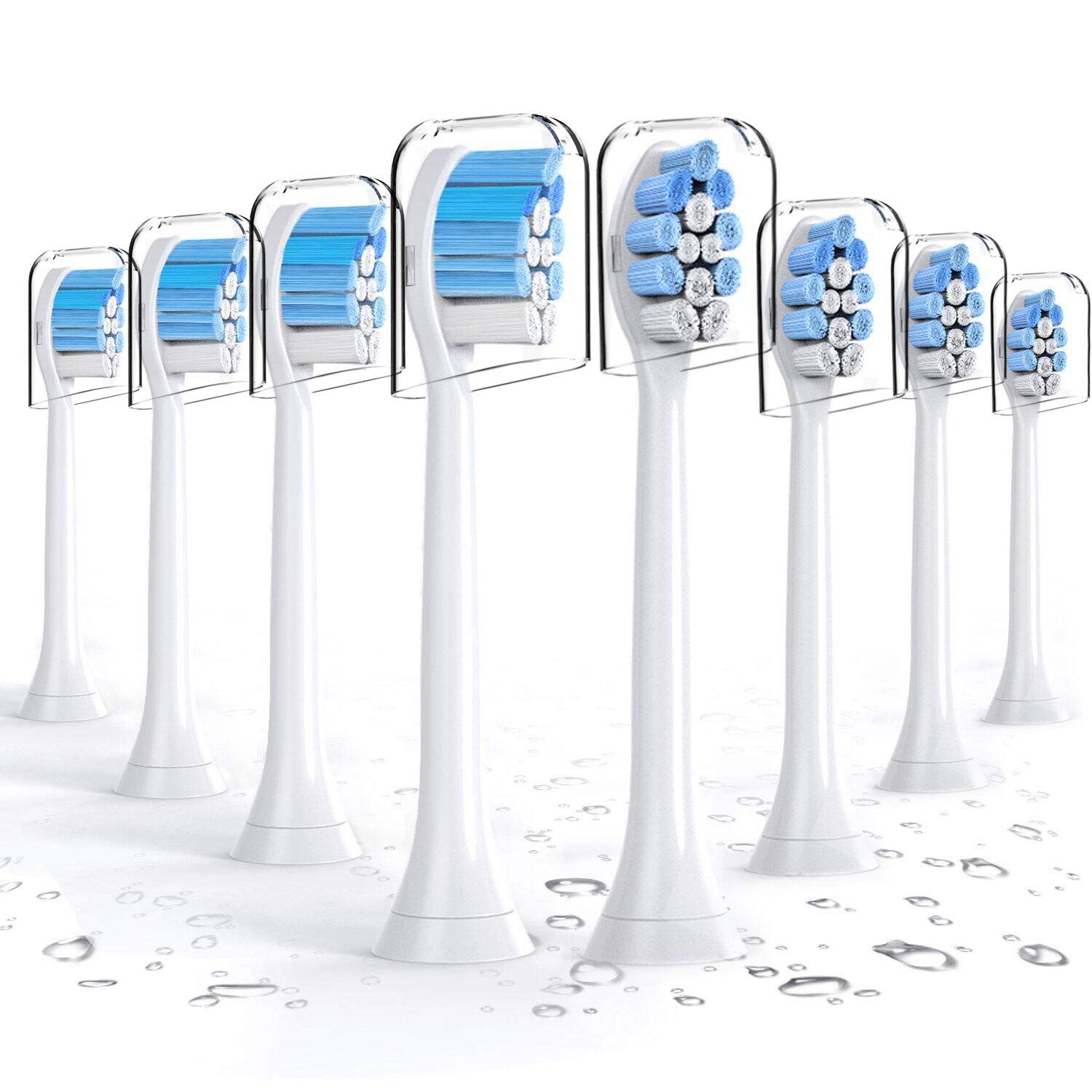 Delamu Replacement Toothbrush Heads, 8 Pack for Sonicare Brush Heads, Fits 2 Series Plaque Control, 3 Series Gum Health, Electric Toothbrush Assorted Heads, Clean, Flexcare, HealthyWhite, EasyClean
