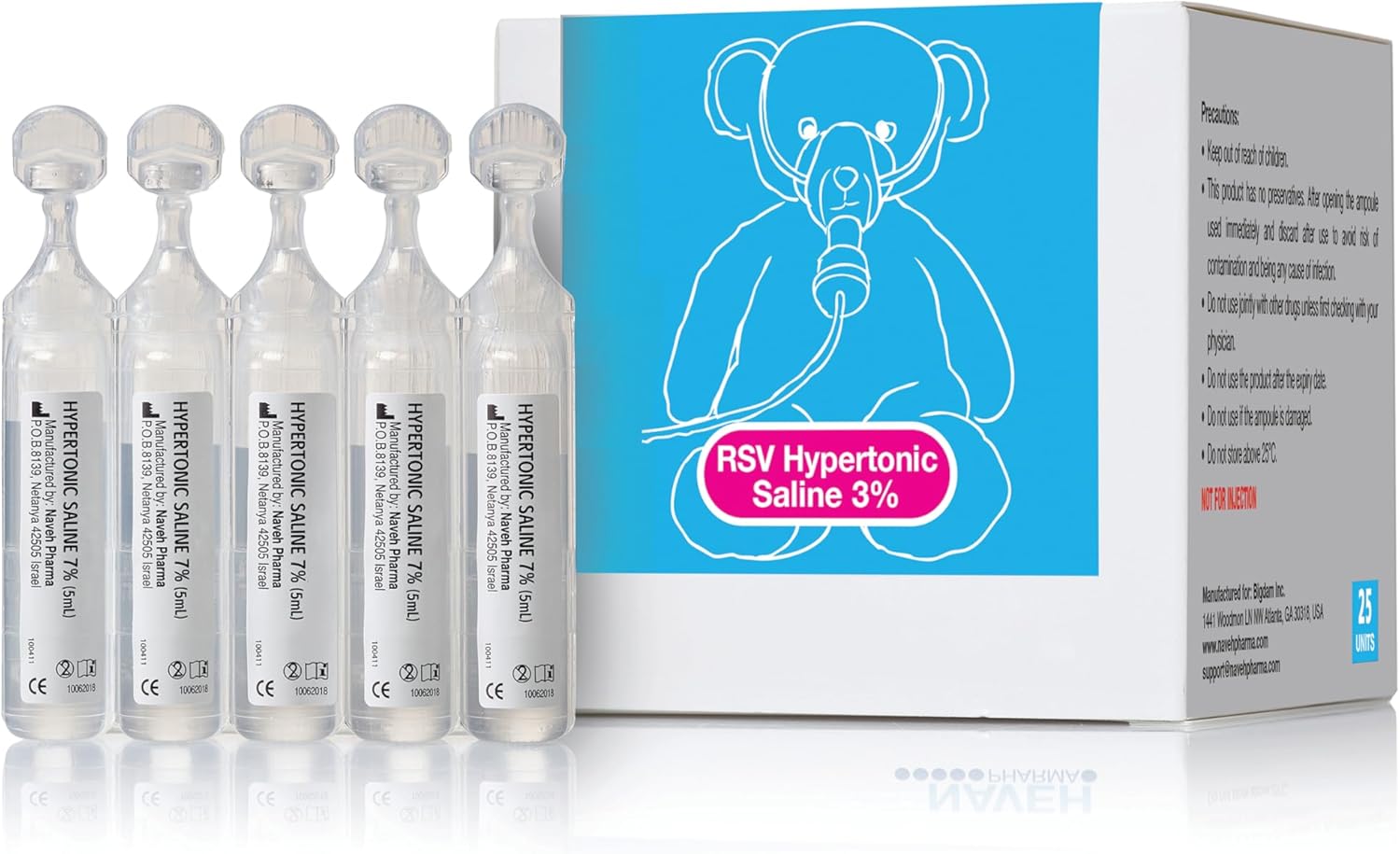 Naveh Pharma Rsv Gentle Respiratory Relief: Baby-Friendly 3% Hypertonic Saline Solution For Nebulizer | Soothing Inhalation For Little Ones | 25 Vials X 5Ml | Easy Clearing Of Tiny Lungs & Congestion