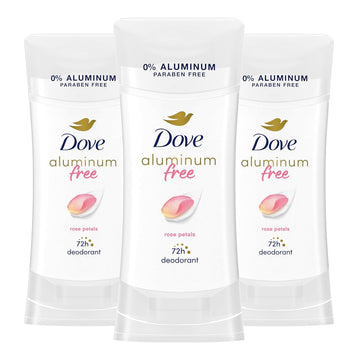 Dove Aluminum Free Deodorant For Women 3 Count Rose Petals 72 Hour Odor Protection 2.6 Oz