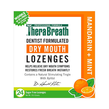 Therabreath Dry Mouth Dentist Formulated Sugar-Free Lozenges, Mandarin Mint, 24 Count