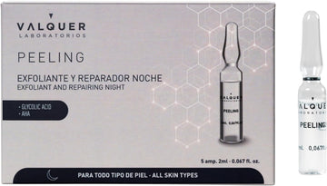 Valquer Laboratorios Facial Peel Fibres Face Serum Night Exfoliation And Repair. All Skin Types With Glycolic Acid And Aha. Face Scrub - 5 X 3 Ml