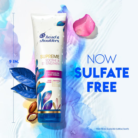 Head & Shoulders Supreme Sulfate Free Shampoo And Conditioner Set For Dry Scalp And Dandruff Treatment, Soothe And Strengthen With Argan Oil And Rose Essence, 21.2 Fl Oz
