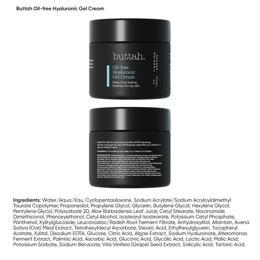 Buttah Skin By Dorion Renaud Oil-Free Hyaluronic Gel Cream 2Oz - Daily Moisturizer - Hyaluronic Acid For Deep Hydration - Am & Pm Moisturizer - Naturally Based Skin Care - Black-Owned Skincare