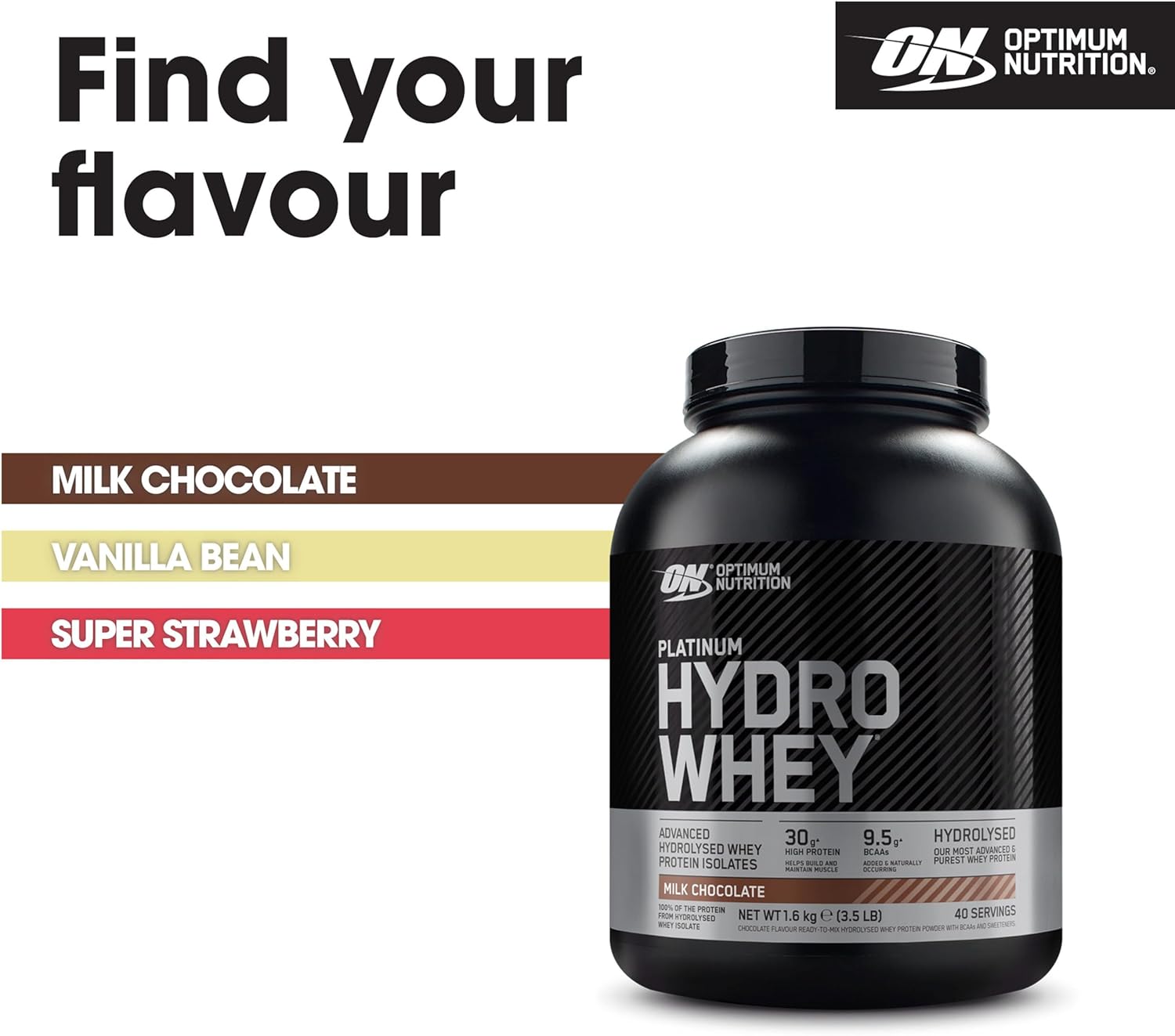 Optimum Nutrition Platinum Hydro Whey, Hydrolysed Whey Protein Isolate Powder with Essential Amino Acids, Glutamine and BCAA, Super Strawberry Flavour, 40 Servings, 1.6 kg : Amazon.co.uk: Health & Personal Care