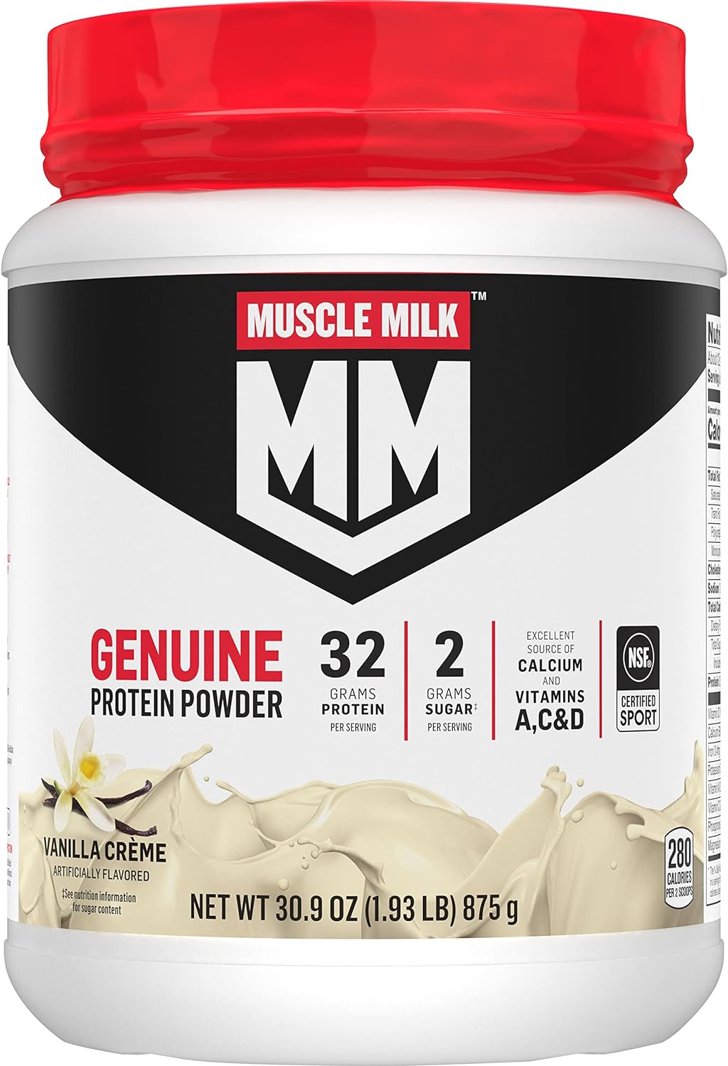 Muscle Milk Genuine Protein Powder, Vanilla Crme, 1.93 Pounds, 12 Ser