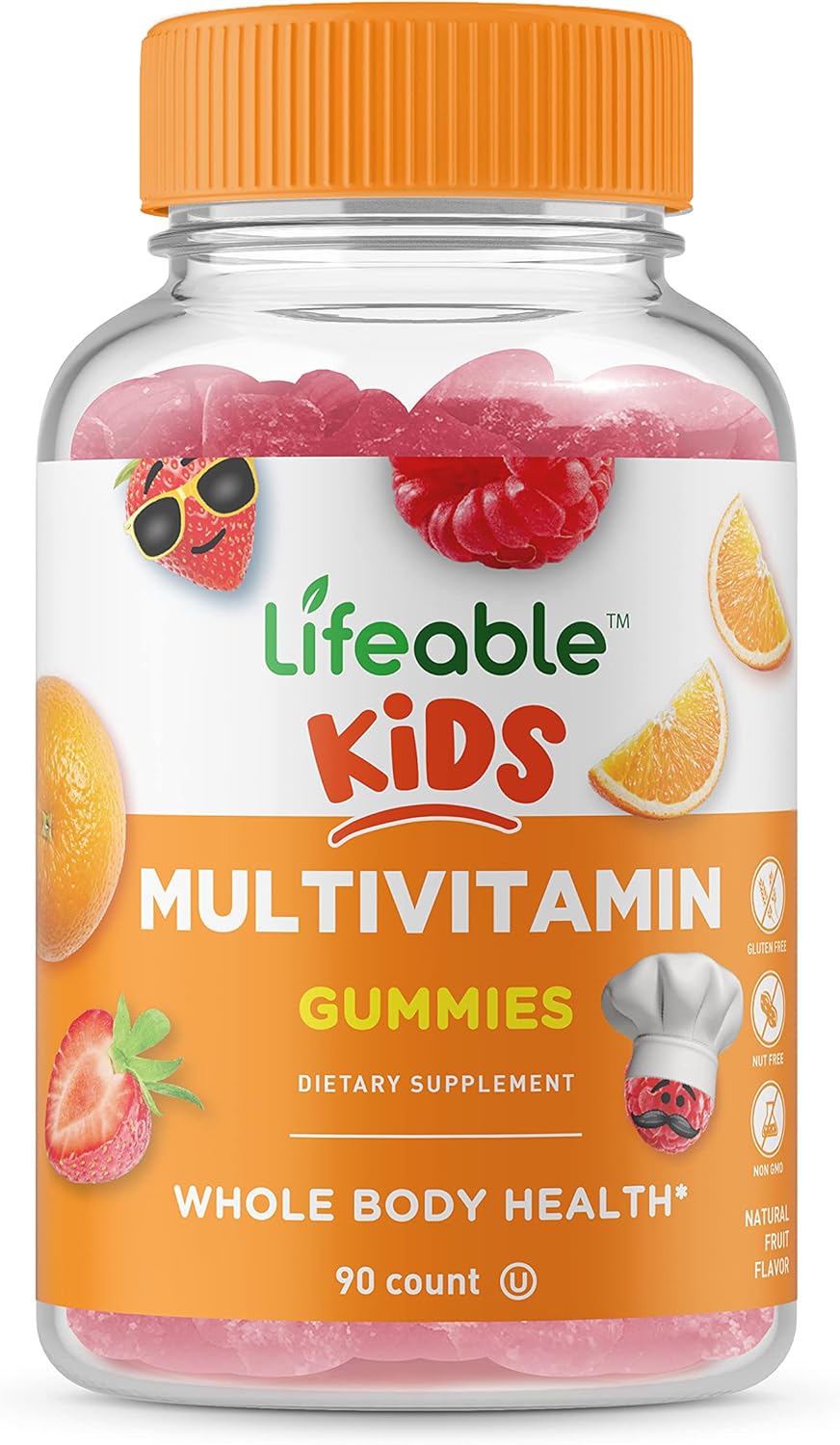Lifeable Kids Multivitamin ? Great Tasting Natural Flavor Gummy ? Vegetarian, GMO Free Vitamin Supplement ? with Vitamins A, C, D, E, B6, B12, Zinc, Biotin, Folic Acid, Iodine, Niacin ? 90 Gummies