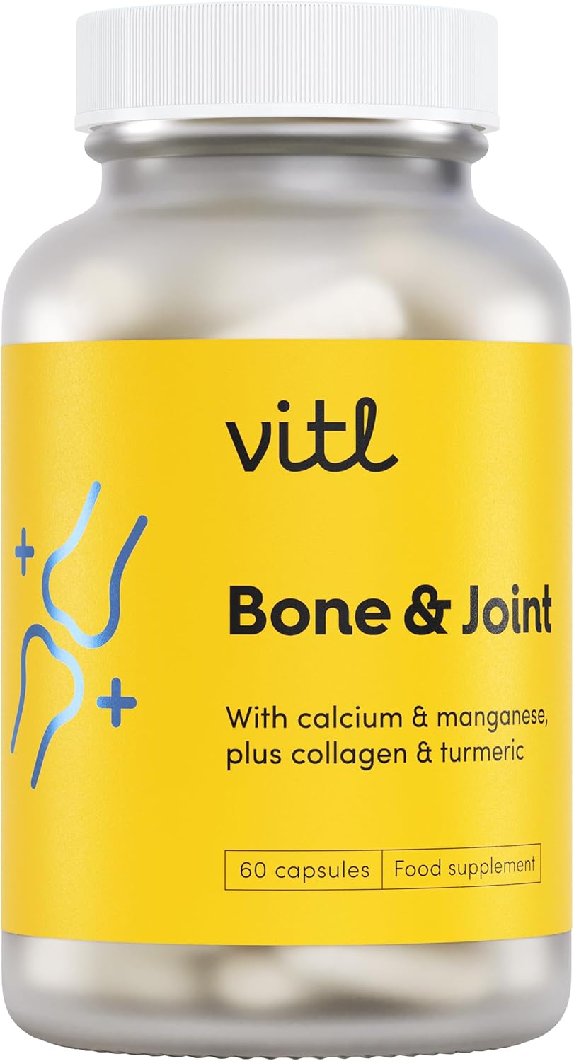 Vitl Bone & Joint Supplement - 60 Capsules - with Calcium, Manganese, Hydrolysed Type II Collagen & Turmeric - Maintenance for Joints, Bones & Cartilage - Support Mobility & Flexibility : Amazon.co.uk: Health & Personal Care