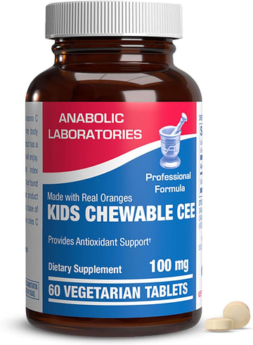 Kids Vitamin C Chewable Tablets - 100mg of Vitamin C with Natural Orange Flavor - 60 Vegetarian Tablets for Antioxidant Support - Kids CEE Chews