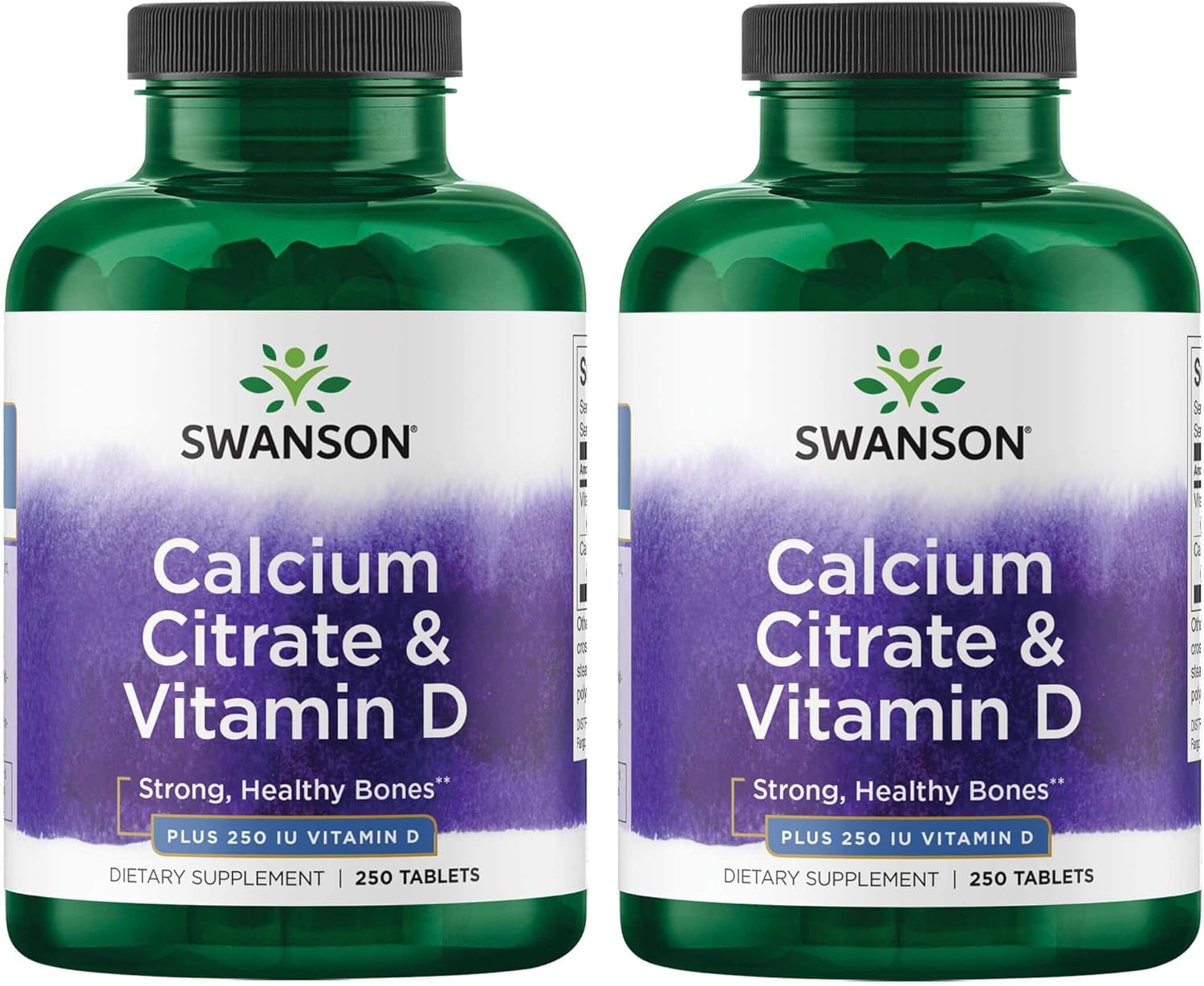Swanson Calcium Citrate & Vitamin D3 250 Tabs 2 Pack