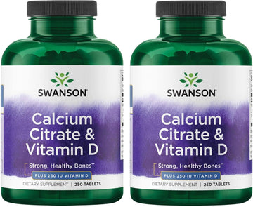 Swanson Calcium Citrate & Vitamin D3 250 Tabs 2 Pack