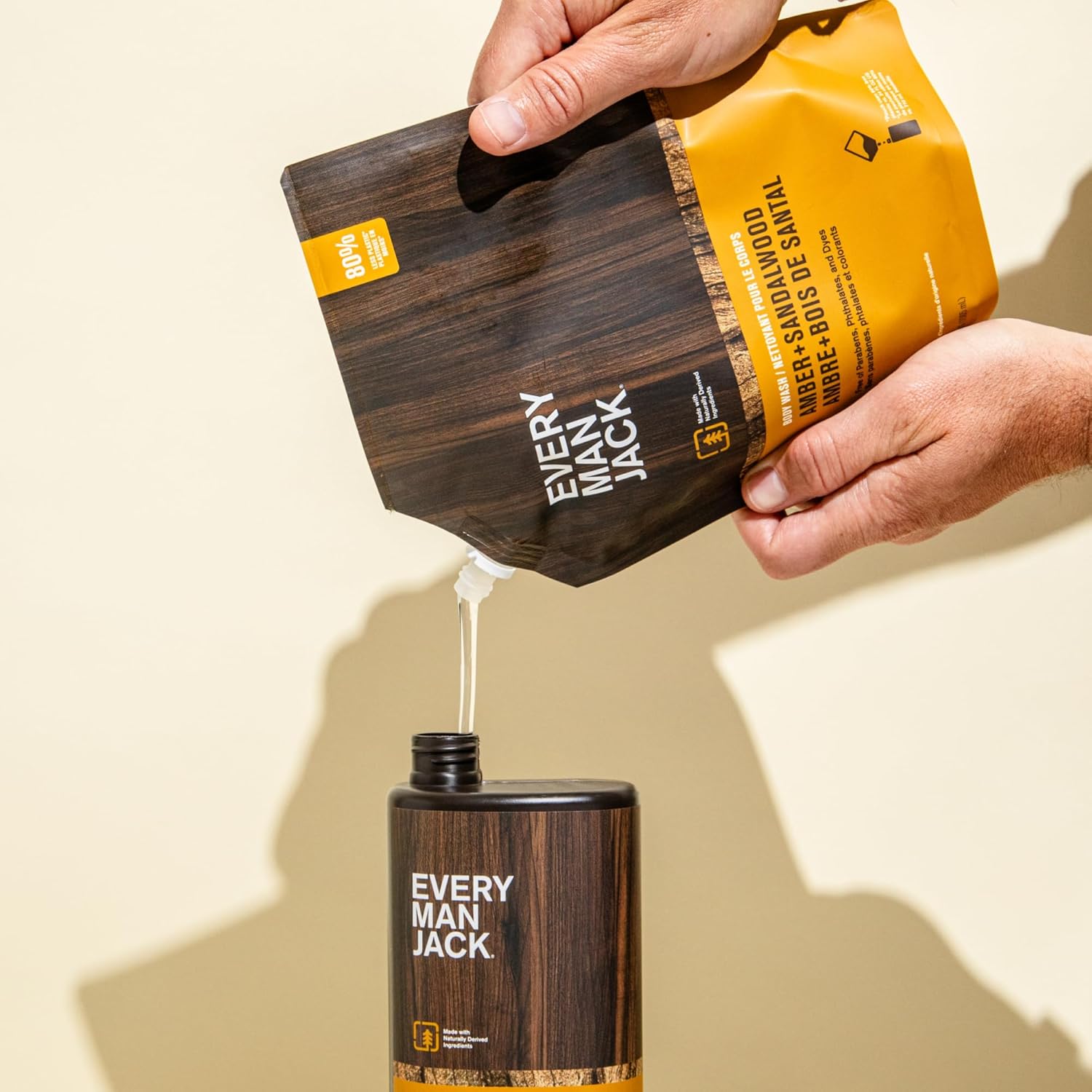 Every Man Jack Amber + Sandalwood Mens Body Wash Refill Starter Pouch - Cleanse, Nourish, And Hydrate Skin - Naturally Derived Ingredients - Paraben Free, Phthalate Free, Dye Free - (2-36Oz Pouches) : Beauty & Personal Care