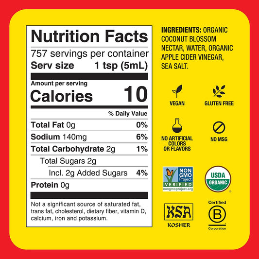 Bragg Organic Coconut Aminos, Soy-Free Seasoning - Vegan, Gluten Free, No Gmo’S, Kosher Certified (128 Ounce)