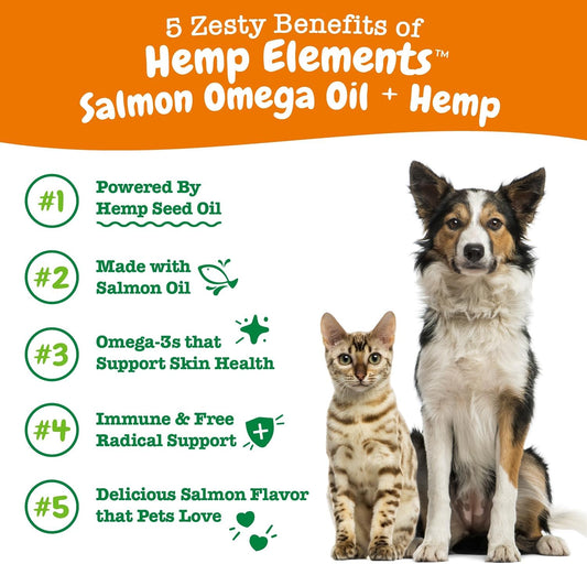 Zesty Paws Salmon Omega Oil Hemp For Dogs And Cats With Wild Alaskan Salmon Oil Omega 3 And 6 Fatty Acids With Epa Dha For Pets Supports Normal Skin Moisture And Immune System Function 16Oz