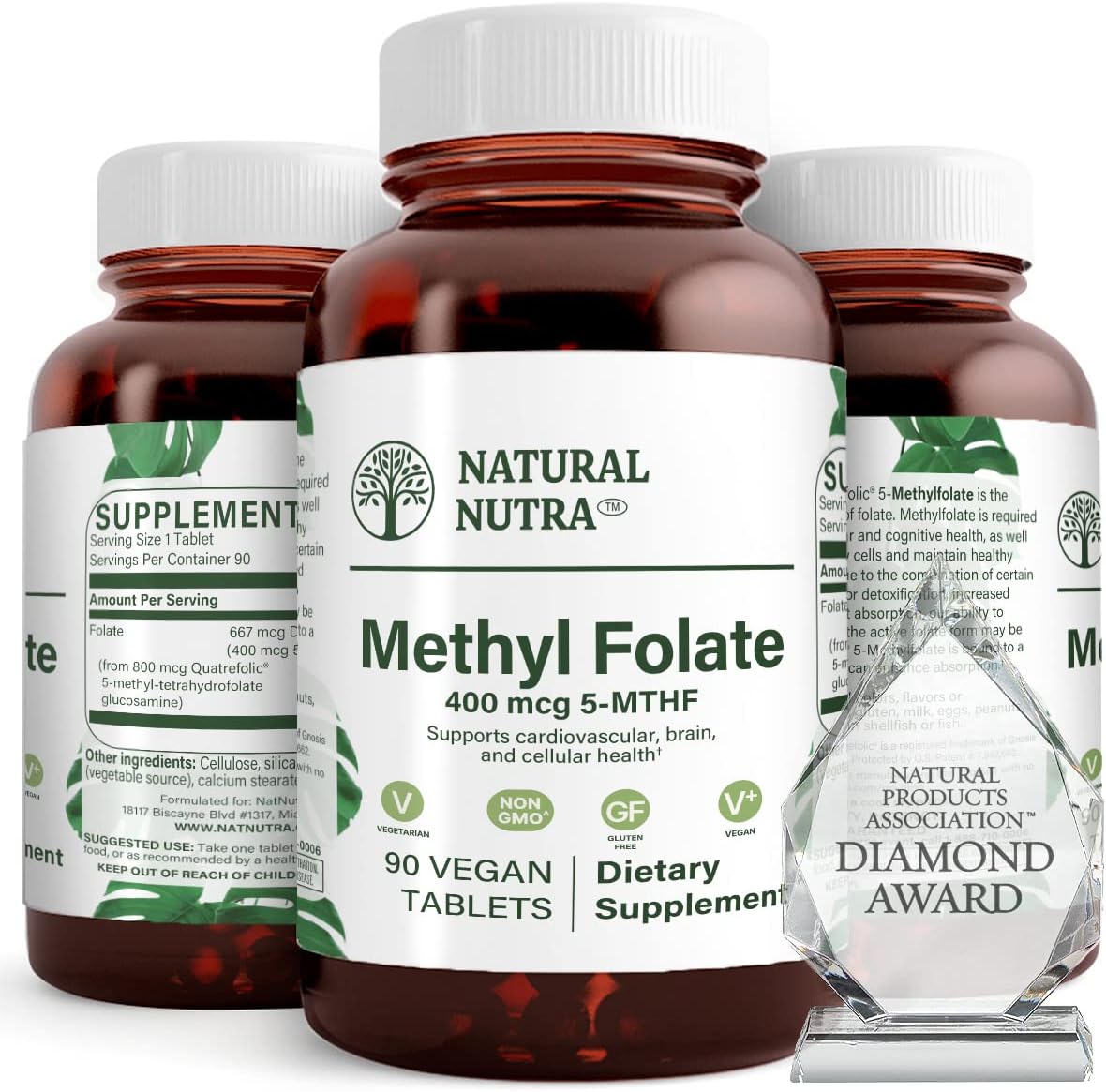 Natural Nutra Active Methyl Folate Supplement With Quatre Folic, Support Body Health, B9, 90 Vegan Tablets (Pack Of 2)
