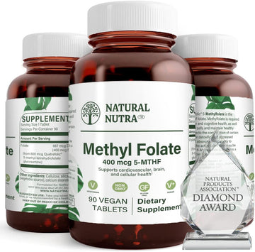 Natural Nutra Active Methyl Folate Supplement With Quatre Folic, Helps To Brain Health, Improve Heart Health, Support Body Health, Boost Body'S Immune System, 90 Vegan Tablets