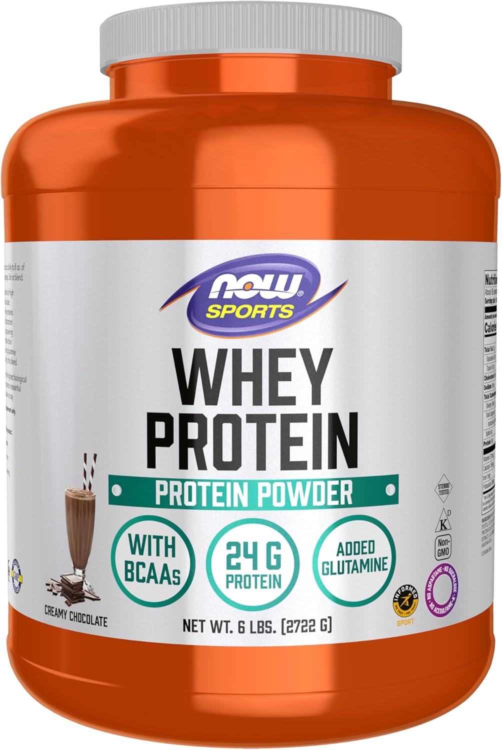 Now Foods Sports Nutrition, Whey Protein, 24 G With Bcaas, Creamy Chocolate Powder, 6-Pound