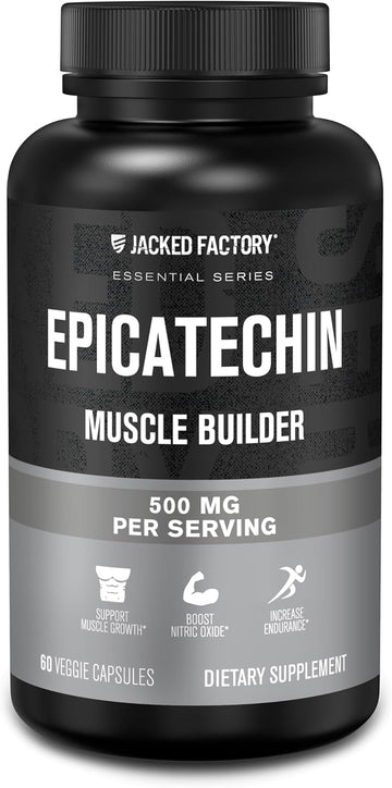 Jacked Factory Epicatechin - Muscle Builder Supplement With Epicatechin 500Mg To Inhibit Myostatin, Increase Muscle Growth, Enhance Vascularity, & Improve Nutrient Delivery - 60 Veggie Capsules