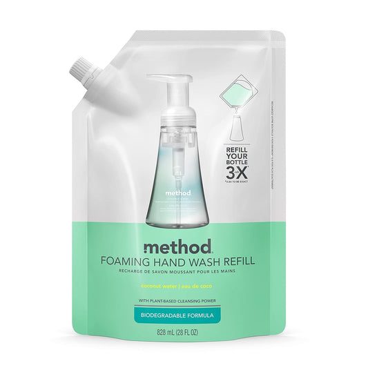 Method Foaming Hand Soap, Refill, Coconut Water, 28 oz, 6 pack, Packaging May Vary