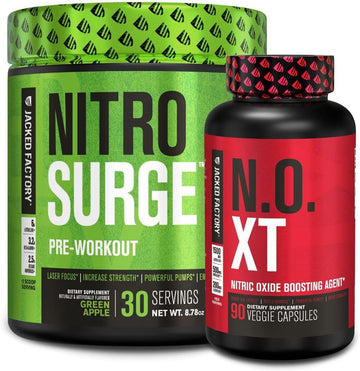 Nitrosurge Pre-Workout In Green Apple & N.O. Xt Nitric Oxide Booster For Men & Women