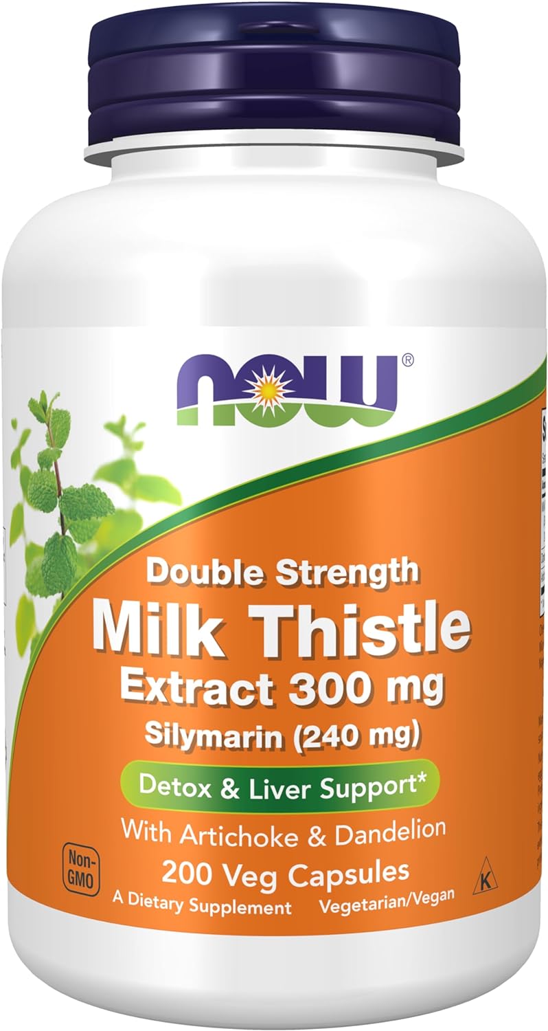 Now Foods Supplements, Silymarin Milk Thistle Extract 300 Mg With Artichoke And Dandelion, Double Strength, Supports Liver Function*, 200 Veg Capsules