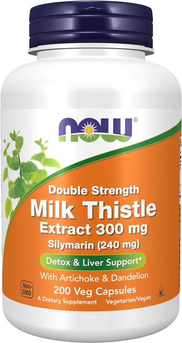 Now Foods Supplements, Silymarin Milk Thistle Extract 300 Mg With Artichoke And Dandelion, Double Strength, Supports Liver Function*, 200 Veg Capsules