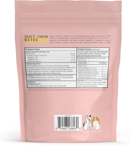 Bark & Whiskers Antarctic Krill Bites, 6.34 Oz. (180 G), 60 Chews, Epa & Dha, Supports Brain & Joint Health, Veterinarian Formulated, Non-Gmo, Msc Certified, Dr. Mercola