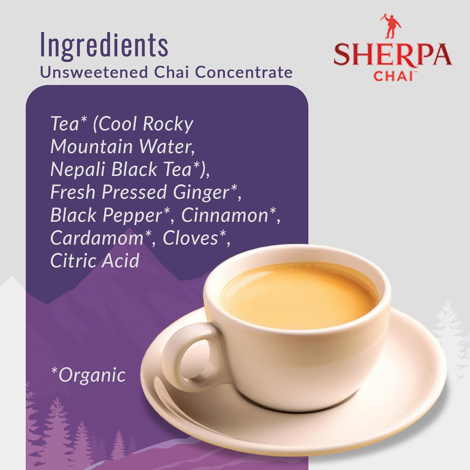 Sherpa Chai Traditional Chai Tea Concentrate - Hand Crafted Black Tea Concentrate With Traditional Non-Gmo Ingredients - Authentic Chai Recipe Brewed By Nepali Sherpas - Chai Tea Gift For Tea Lovers