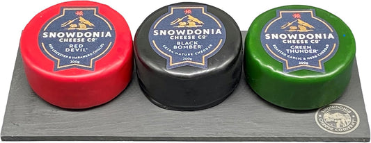 Snowdonia Slate Cheese Board Including Black Bomber, Red Devil & Green Thunder 200G Truckles From Great British Trading Limited