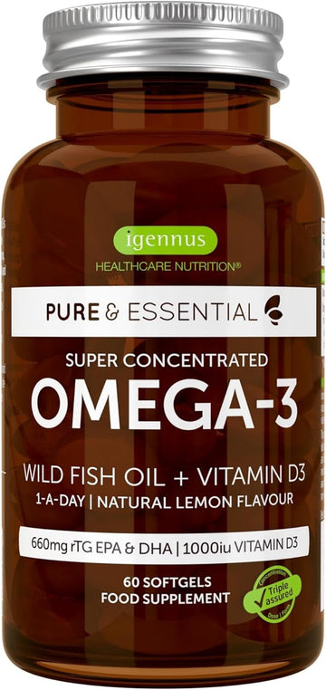 Omega-3 Wild Fish Oil & Vitamin D3 1000Iu, 1-A-Day, Highly Concentrate72 Grams