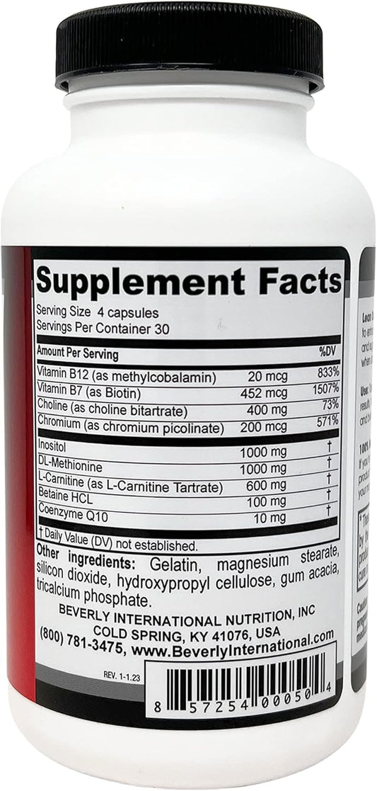 Beverly International Lean Out 120 caps. Fat Burner with Metabolic Support. Lipotropics. Choline, Carnitine, Chromium. Stimulant-Free Belly Fat Burner. Get Leaner. Use AM & PM, Stackable Diet Pills