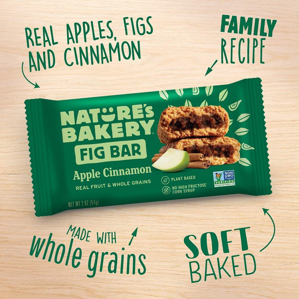 Nature’S Bakery Whole Wheat Fig Bars, Apple Cinnamon, Real Fruit, Vegan, Non-Gmo, Snack Bar, 6 Count (Pack Of 6)