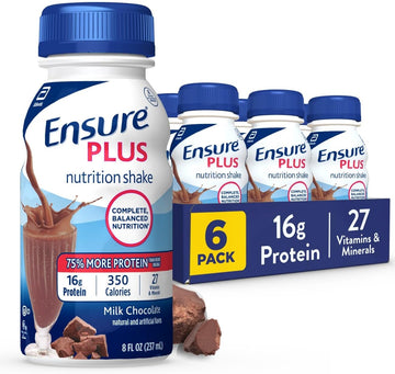 Ensure Plus Milk Chocolate Nutrition Shake, Meal Replacement Shake,8 Fl oz, 6 Pack