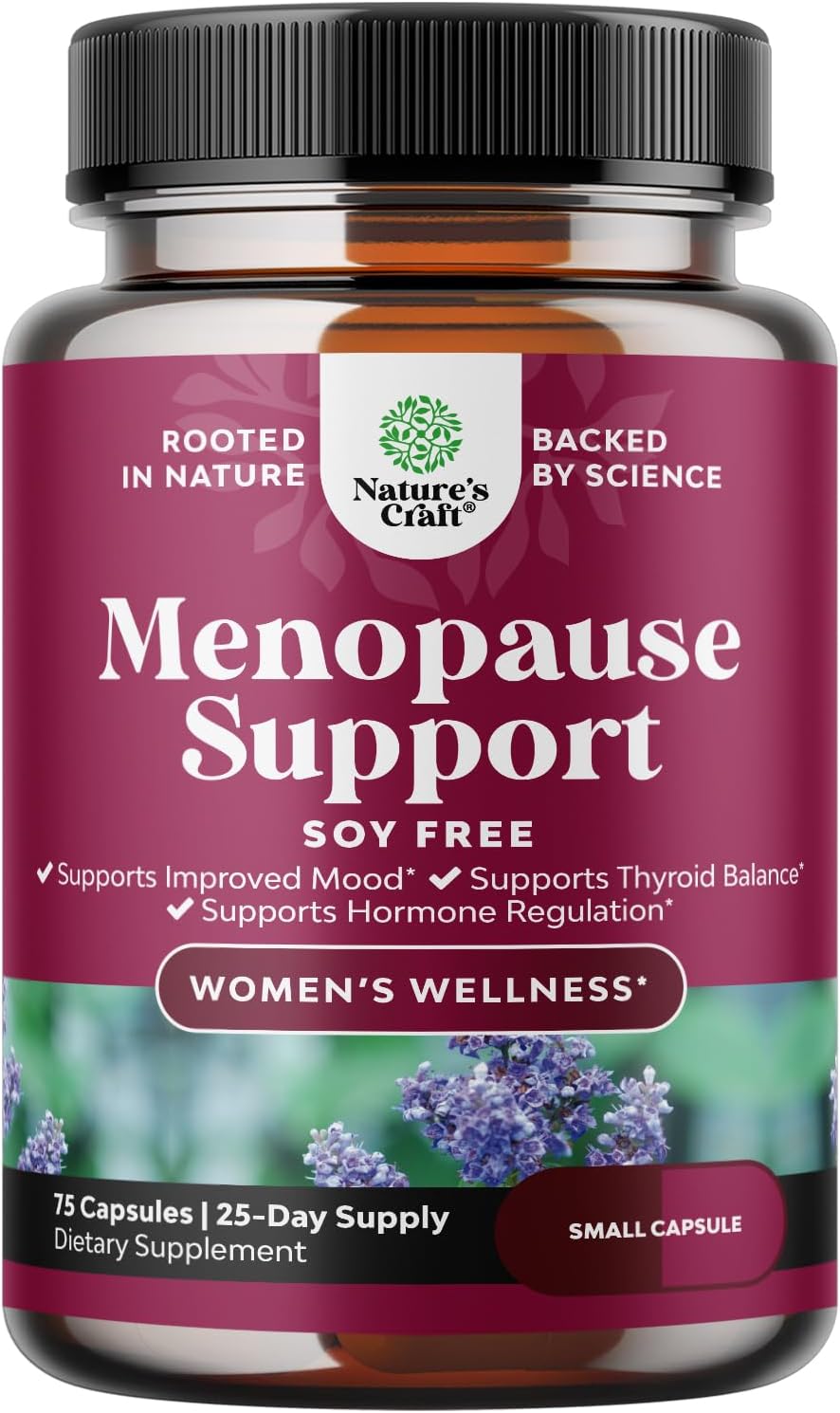 Soy Free Menopause Supplement for Women - Herbal Menopause Relief for Women for Night Sweats Hot Flashes Mood Support and Hormone Balance for Women with Black Cohosh & Vitex Chaste Berry - Mini Caps